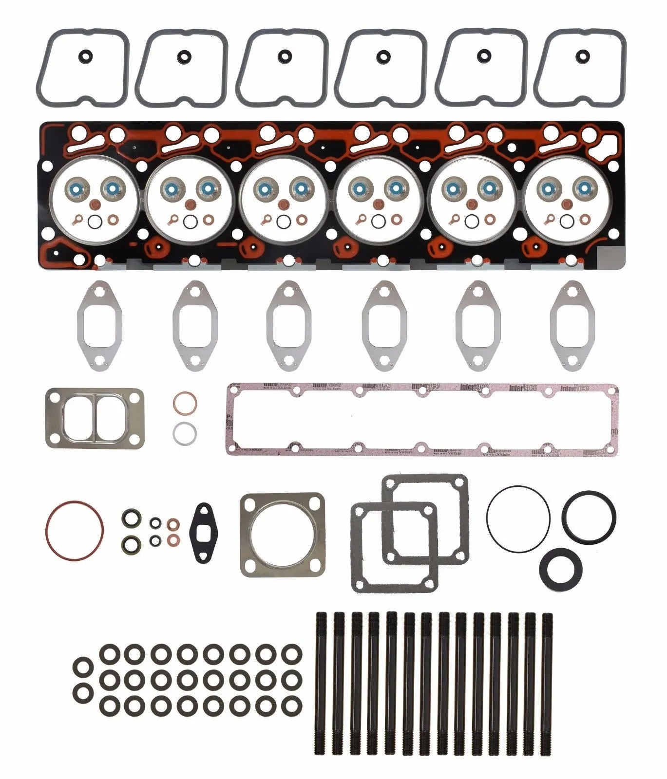 TrackTech Complete Top End Cylinder Head Gasket / Studs Service Kit for 89-98 5.9L Cummins 12V