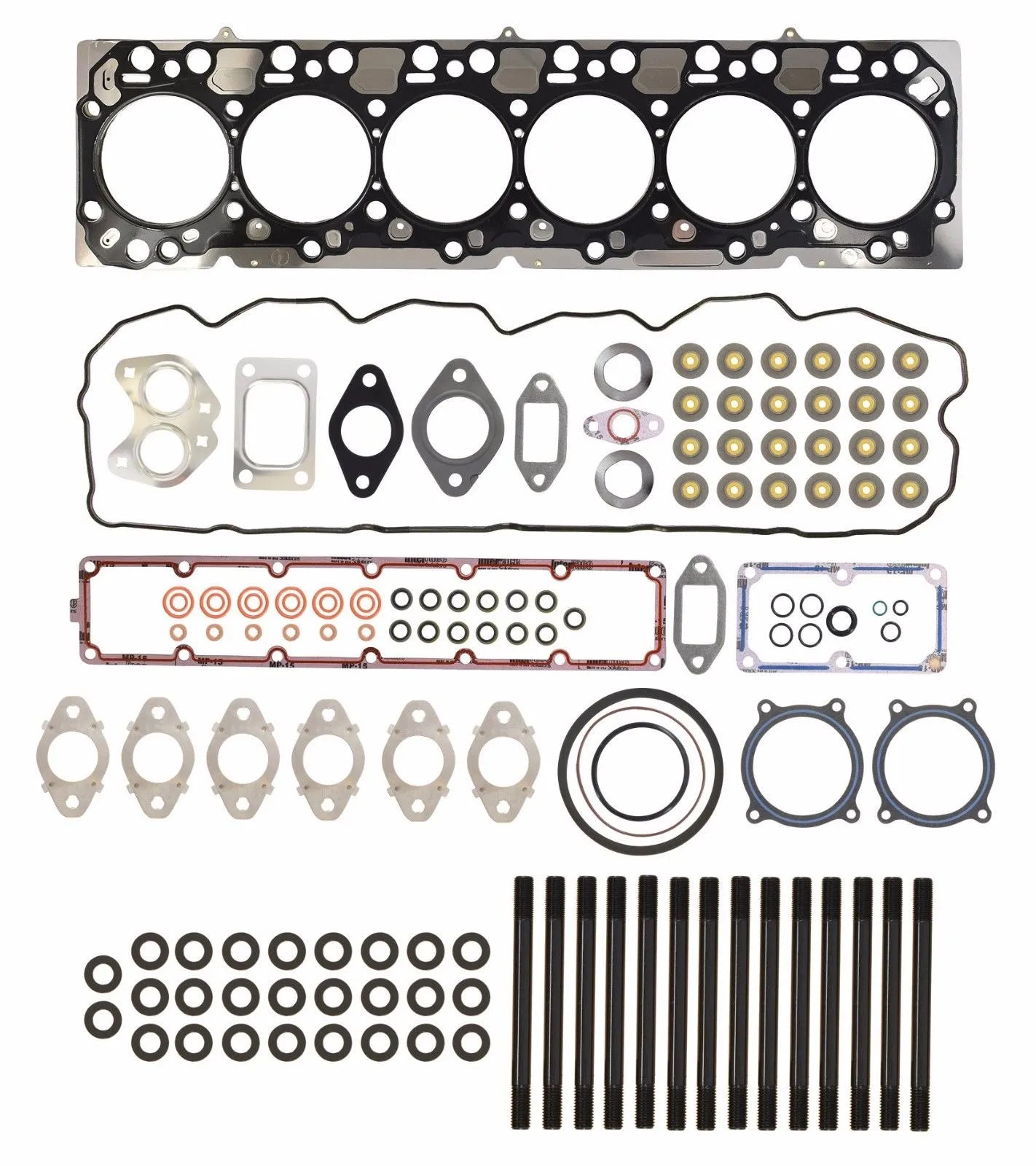 TrackTech Complete Top End Cylinder Head Gasket / Studs Service Kit for 07.5-18 6.7L Cummins 24V