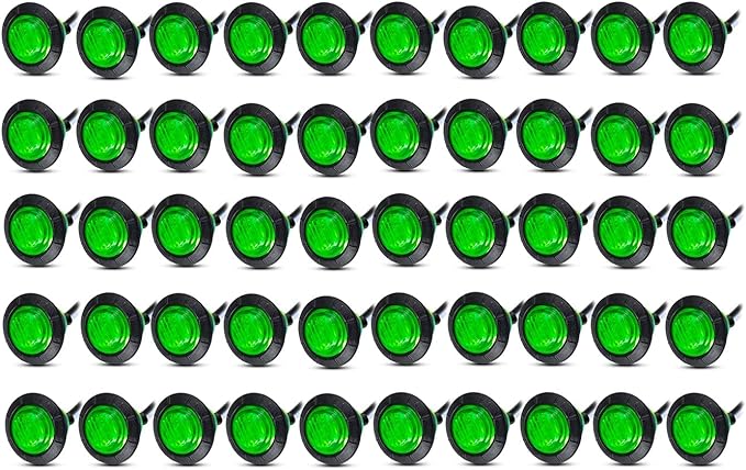 50pcs 3/4 Round LED Accent Lights (Chicken Lights) (Amber, Blue, Green, Red, White)