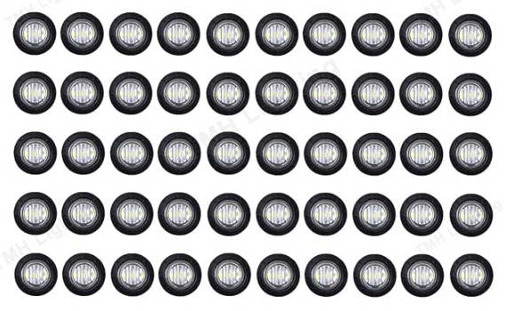 50pcs 3/4 Round LED Accent Lights (Chicken Lights) (Amber, Blue, Green, Red, White)