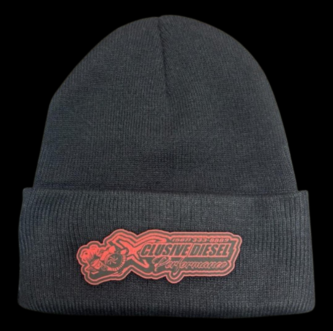 Xclusive Diesel Black Beanie w/ Red Patch
