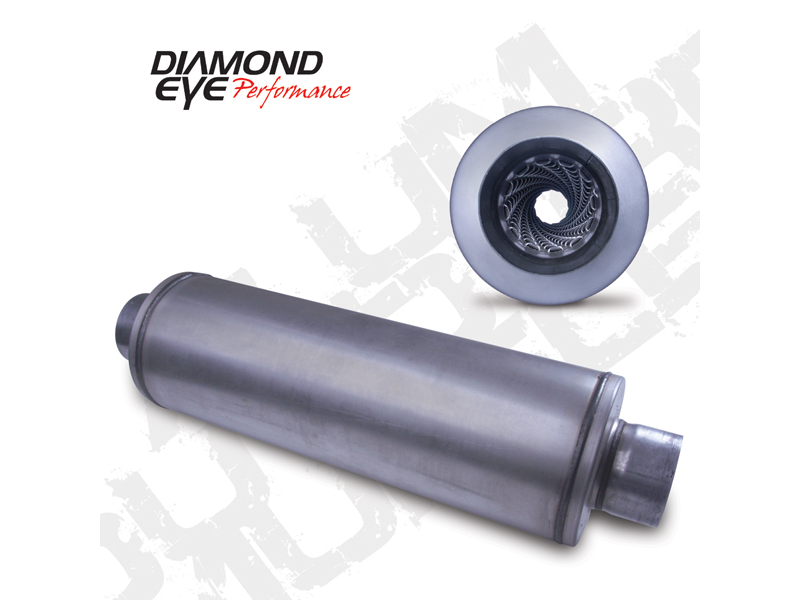 Diesel Muffler 26 Inch Round 4 Inch Center Inlet/Outlet Aluminized Performance Louvered Muffler Diamond Eye