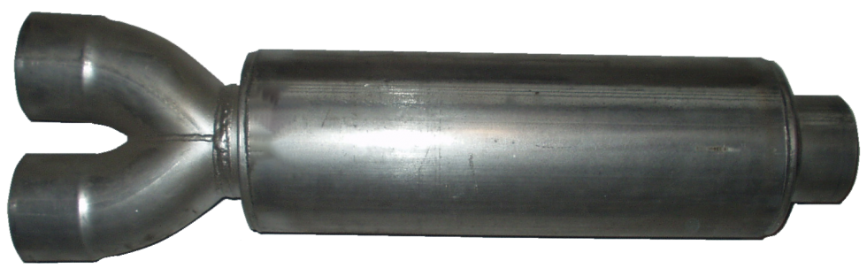Diesel Muffler 32 Inch Round 4 Inch Center/ Dual Aluminized Performance Louvered Muffler Diamond Eye
