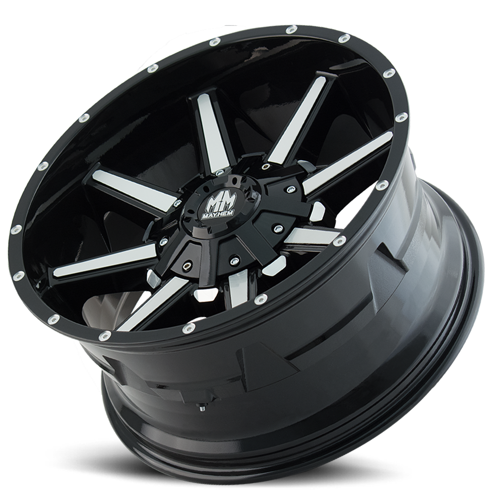 Mayhem Offroad Wheels Arsenal 8104 GB 20x9 Machined Face Gloss Black 0 Off Set 8 Lug 5 BSM 130.8 Bore 165.1 Bolt Circle Cast Aluminum