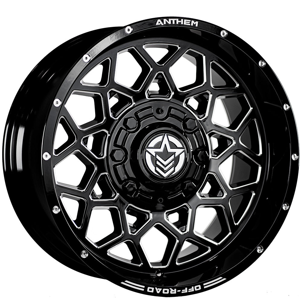 Avenger Off Road Wheels Gloss Black Milled Edges 20x12 8x6.5 8 Lug -44 Offset Anthem Off Road