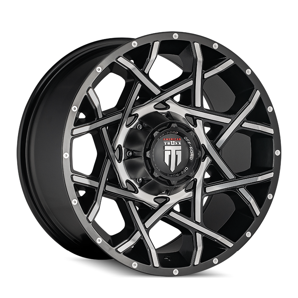 Gridlock AT1901 Gloss Black Machined 20X12 8-165.1 -44MM 125.2MM Off Road Wheels American Truxx