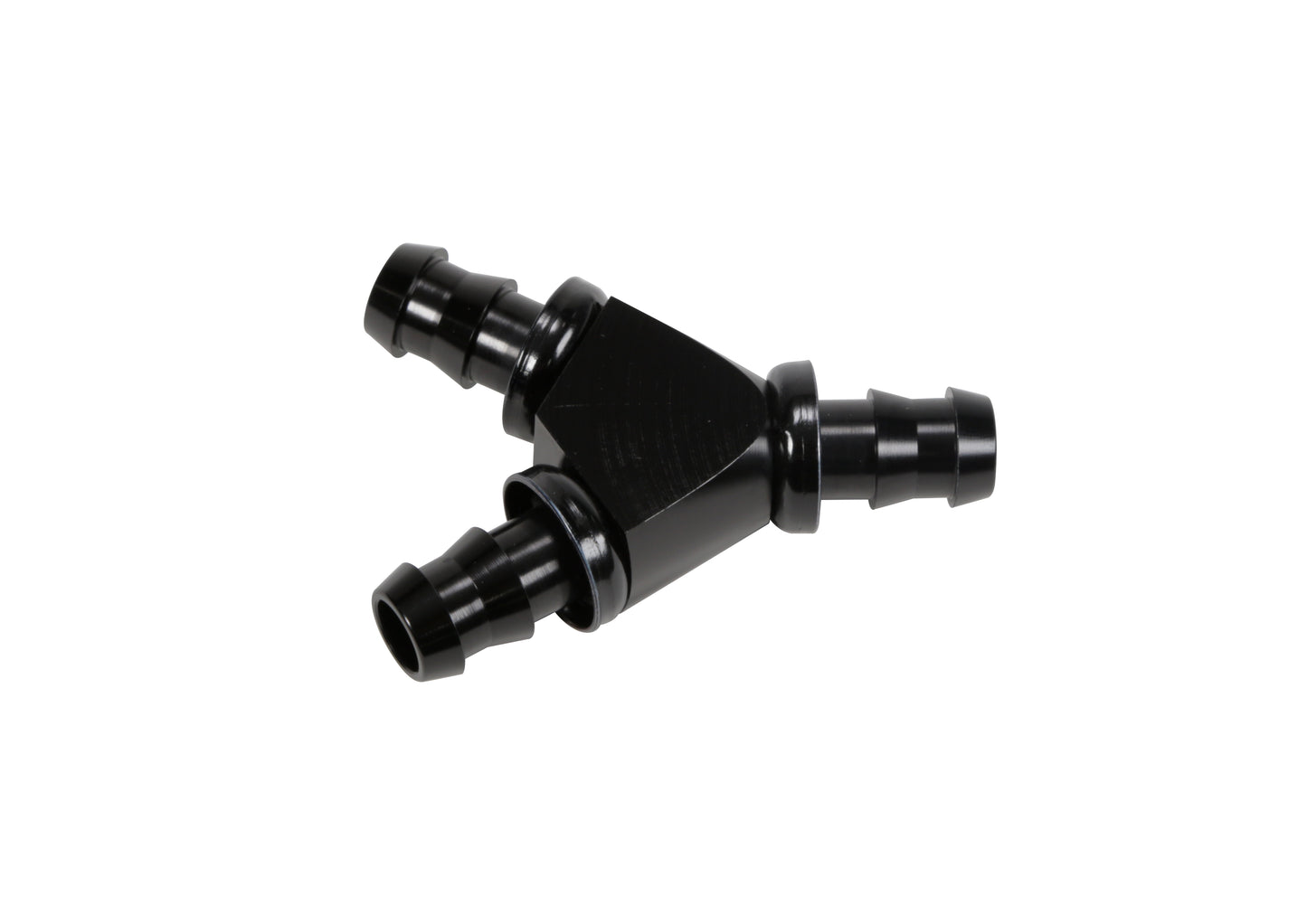 1/2" Black Anodized Aluminum Y Barbed Fitting (For -8 Pushlock Hose)