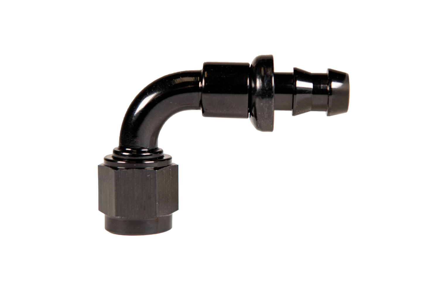 -6 90deg to Hose Barb Black