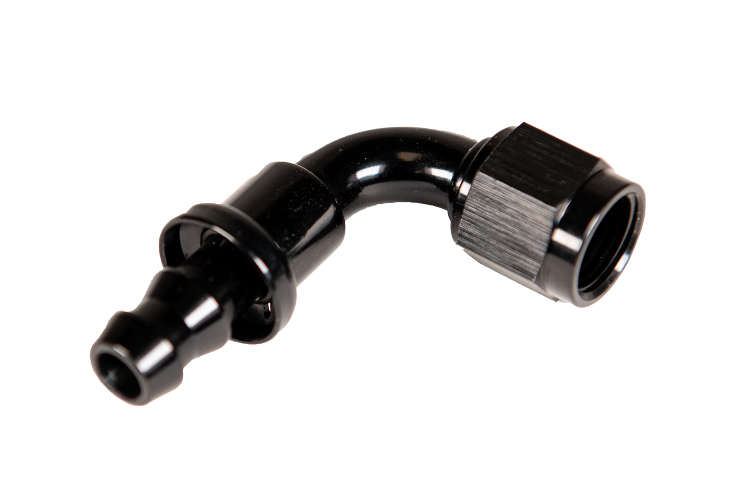 -6 90deg to Hose Barb Black