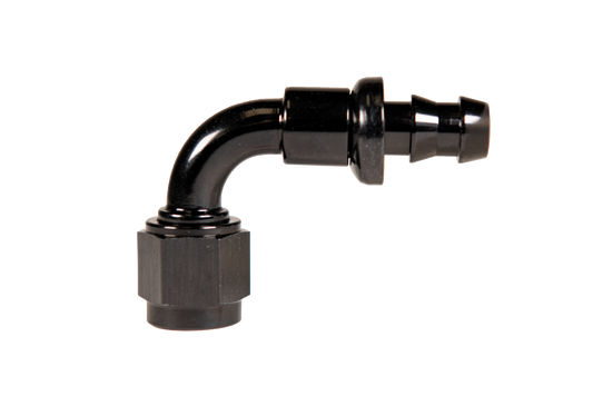 -8 90deg to Hose Barb Black