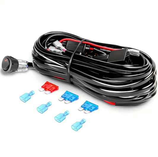 10' 12V On/Off Switch & Harness w/ Built-In Relay & 100' 18AWG (Switch & Wiring Install Kit)