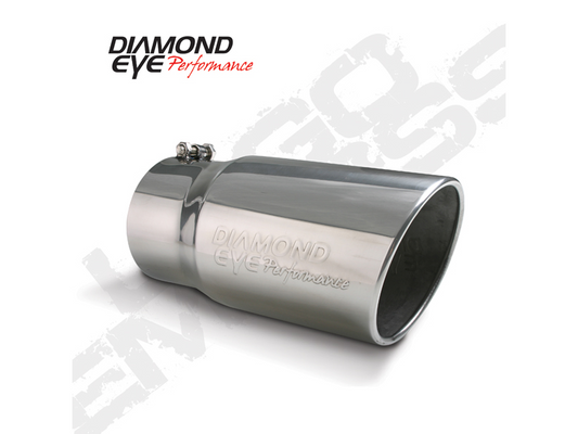 Exhaust Pipe Tip 5 Inch Inlet X 6 Inch Outlet X 12 Inch Bolt On Rolled Angle Stainless Exhaust Tip Diamond Eye