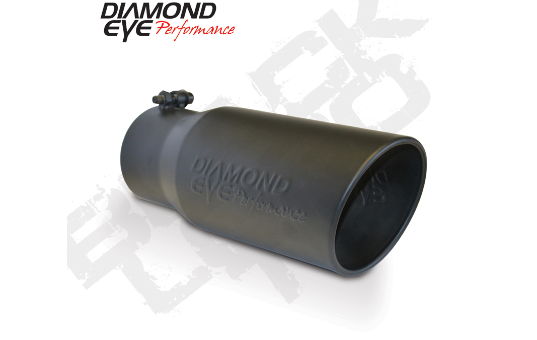 Exhaust Pipe Tip 5 Inch Inlet X 6 Inch Outlet X 12 Inch Rolled Angle Stainless Black Exhaust Tip Diamond Eye