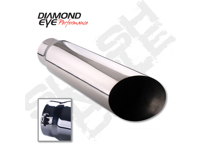 Exhaust Tail Pipe Tip Bolt-On Rolled Angle Cut 5 inch ID X 6 Inch OD X 18 Inch Long 304 Stainless Diamond Eye