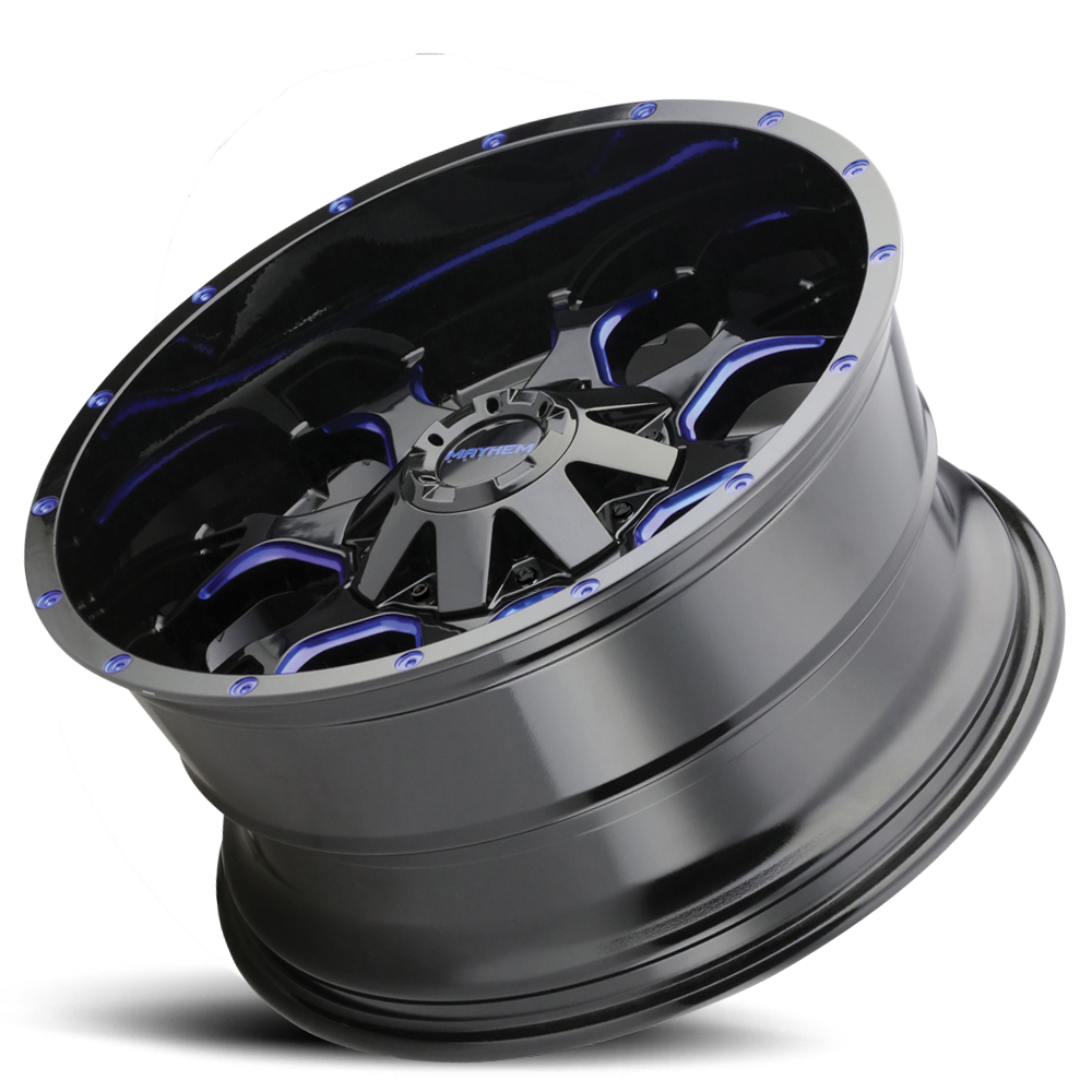 Mayhem Offroad Wheels Warrior 8015 BL 20x10 Prism Blue Black -25 Off Set 6 Lug 4.52 BSM 106 Bore Cast Aluminum