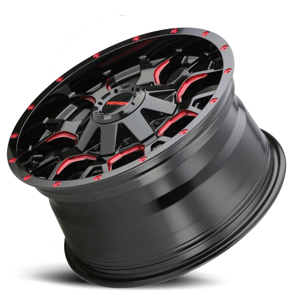 Mayhem Offroad Wheels Warrior 8015 RD 20x10 Prism Red Black -25 Off Set 6 Lug 4.52 BSM 106 Bore Cast Aluminum