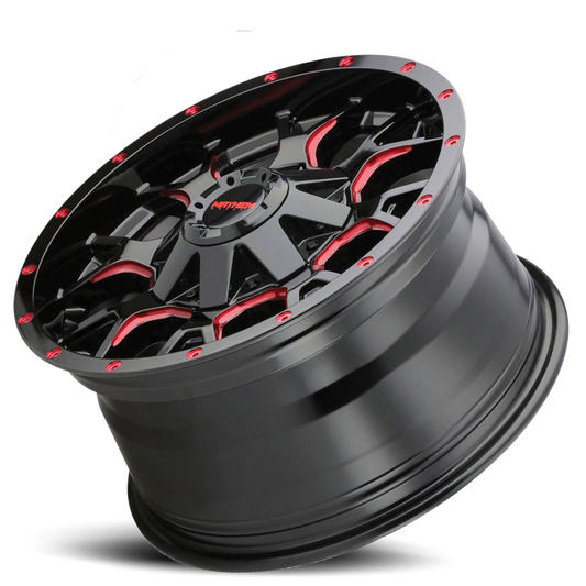 Mayhem Offroad Wheels Warrior 8015 RD 20x10 Prism Red Black -25 Off Set 6 Lug 4.52 BSM 106 Bore Cast Aluminum