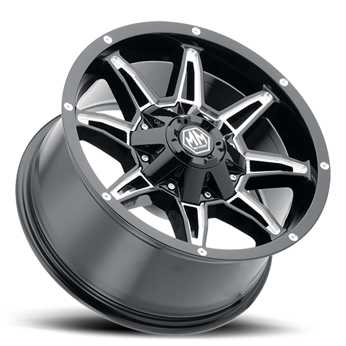 Mayhem Offroad Wheels Rampage 8090 BK 20x10 Milled Spokes Black -25 Off Set 8 Lug 4.52 BSM 130.8 Bore 165.1 Bolt Circle Cast Aluminum