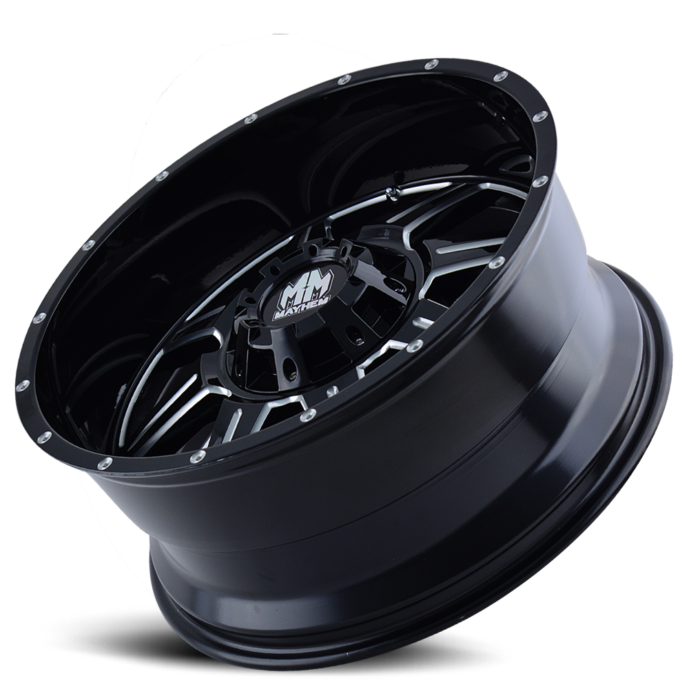 Mayhem Offroad Wheels Monstir 8100 GB 20x10 Milled Spokes Black -12 Off Set 8 Lug 5.03 BSM 130.8 Bore 165.1 Bolt Circle Cast Aluminum