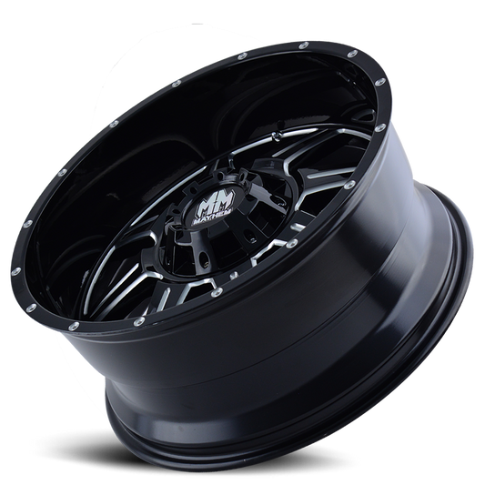 Mayhem Offroad Wheels Monstir 8100 GB 20x10 Milled Spokes Black -12 Off Set 8 Lug 5.03 BSM 130.8 Bore 165.1 Bolt Circle Cast Aluminum