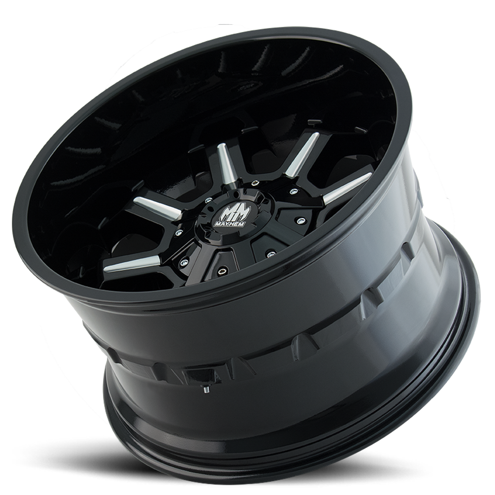 Mayhem Offroad Wheels Combat 8105 GB 20x10 Milled Spokes Gloss Black -19 Off Set 8 Lug 4.75 BSM 130.8 Bore 165.1 Bolt Circle Cast Aluminum