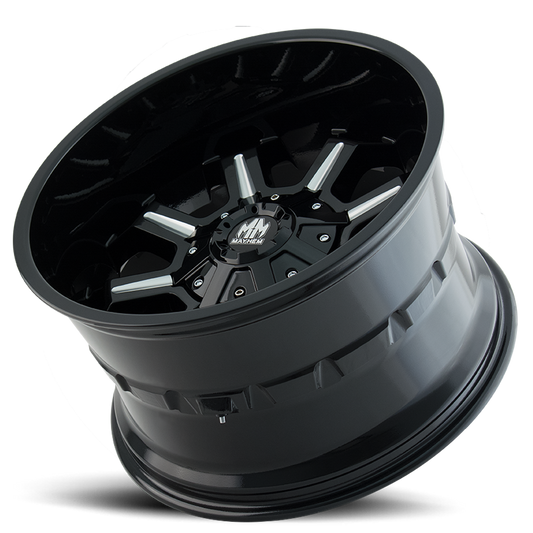 Mayhem Offroad Wheels Combat 8105 GB 20x10 Milled Spokes Gloss Black -19 Off Set 8 Lug 4.75 BSM 130.8 Bore 165.1 Bolt Circle Cast Aluminum