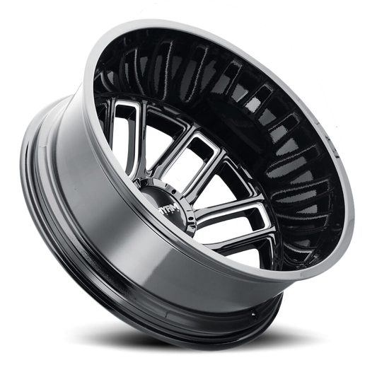 Mayhem Dually Wheels Cogent Dually 8107D 22x8.25 Outer Dually Milled Spokes Gloss Black -192 Off Set 8 Lug -2.93 BSM 142 Bore Cast Aluminum