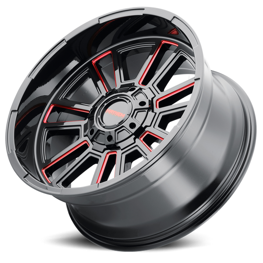 Mayhem Offroad Wheels Apollo 8115 RD 20x10 Prism Red Milled Gloss Black -19 Off Set 6 Lug 4.75 BSM 106 Bore Cast Aluminum