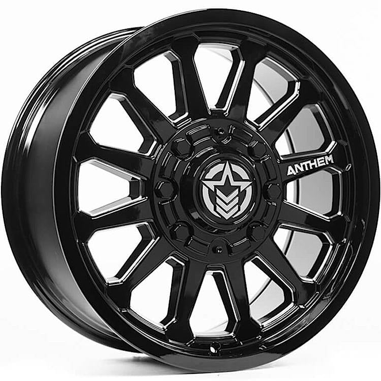 Intimidator Off Road Wheels Gloss Black Milled Edges 17x9 5x5.5/ 5x150 5 Lug 0 Offset Anthem Off Road