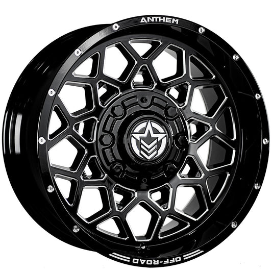 Avenger Off Road Wheels Gloss Black Milled Edges 18x9 5x4.5 5 Lug 18 Offset Anthem Off Road