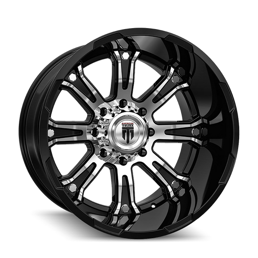 Bomb AT154 Gloss Black Machined 20X12 6-135 -44MM 87.1MM Off Road Wheels American Truxx