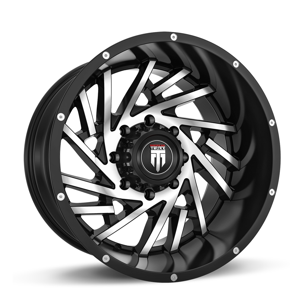 Web AT161 Gloss Black Machined 20X12 8-170 -44MM 125.2MM Off Road Wheels American Truxx