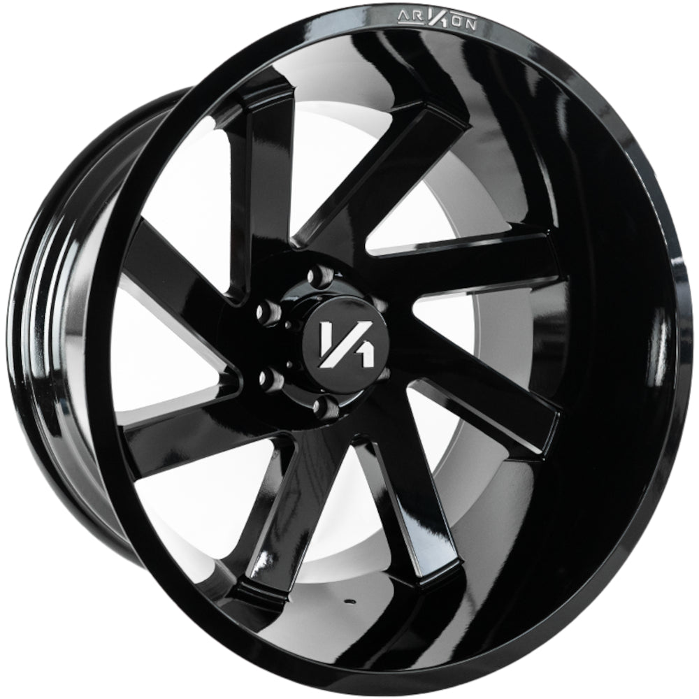 Lincoln Off Road Wheels Gloss Black Milled Edges 20x10 Left 8x6.5 -25 125.5mm Arkon Off Road