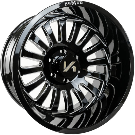 Alexander Off Road Wheels Gloss Black Milled Edges 20x12 Left 8x6.5 -51 125.5mm Arkon Off Road