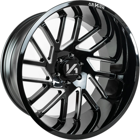 Mandela Off Road Wheels Gloss Black Milled Edges 26x14 Right 8x170 -81 125.5mm Arkon Off Road