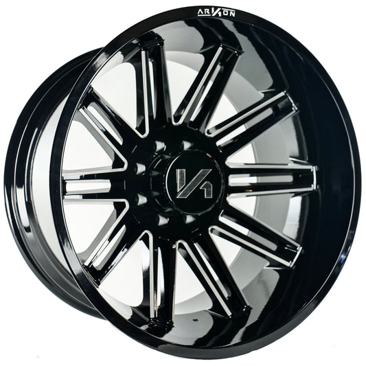 Churchill Off Road Wheels Gloss Black Milled Edges 20x10 6x135 -25 87.1mm Arkon Off Road