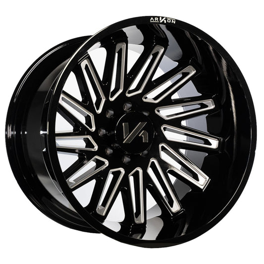 Armstrong Off Road Wheels Gloss Black Milled Edges 20x10 Left 6x5.5 -25 108mm Arkon Off Road