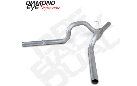 DPF Back Exhaust For 11-16 Silverado/Sierra 2500/3500 4 Inch Single In Dual Out Split Side Stainless Diamond Eye