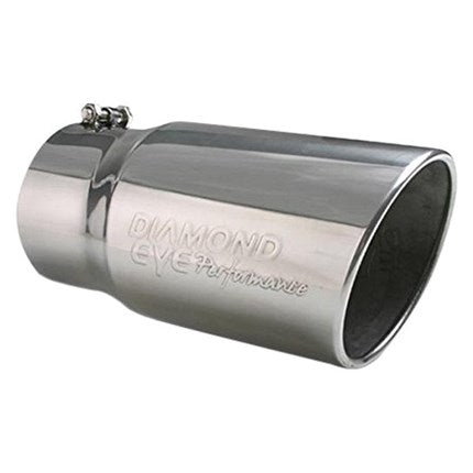 Diamond Eye Exhaust Tip - 409 SS Round Non-Rolled Edge Angle Cut Bolt-On Polished Exhaust Tip